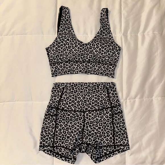 Ethos Pants - Ethos leopard print sports bra and shorts set